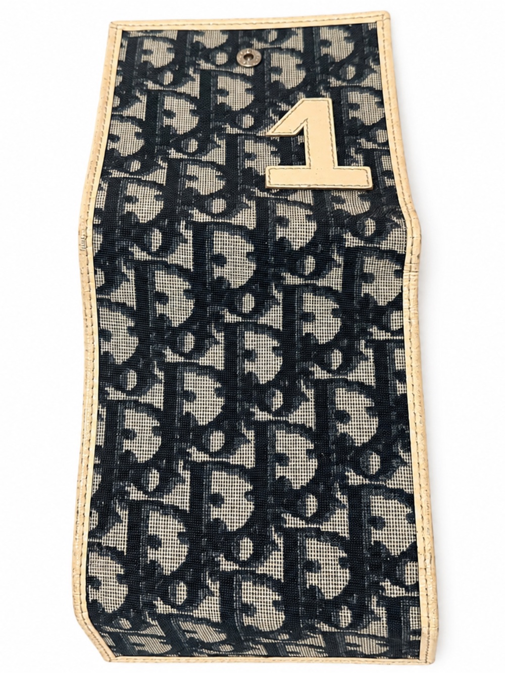 Dior Navy and Beige Monogram Canvas Wallet with Number Patch - Picture 6 of 6